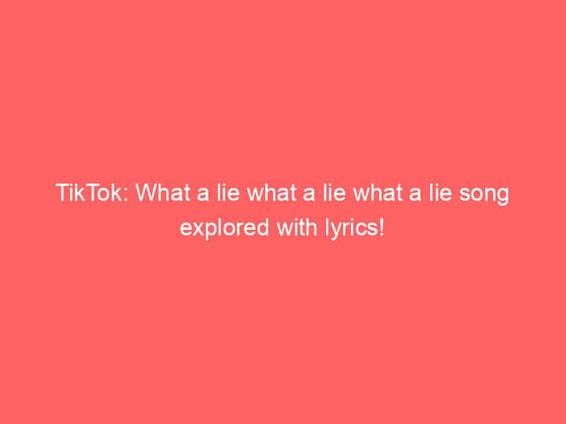 TikTok: What a lie what a lie what a lie song explored with lyrics!